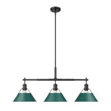 Golden 3306-LP BLK-GN - Yep by Golden Lighting Orwell 3-light Island Light in Matte Black and Pine Green shade